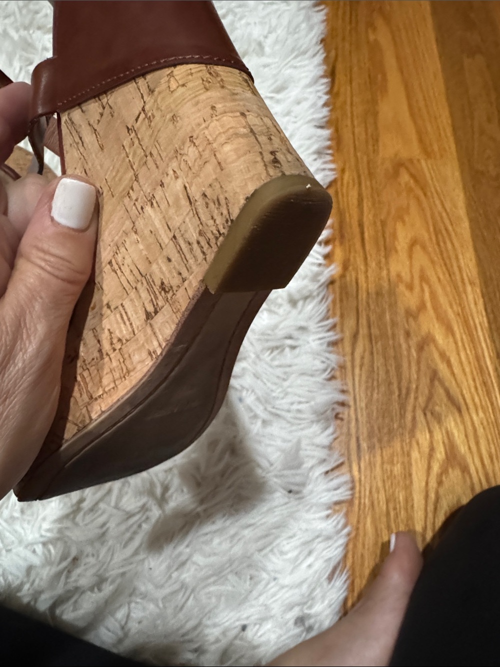 Guess Brown Strappy Wedge Sandals with Cork Heel - Picture 10 of 10